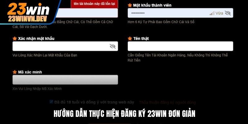 Hướng dẫn thực hiện đăng ký 23Win đơn giản